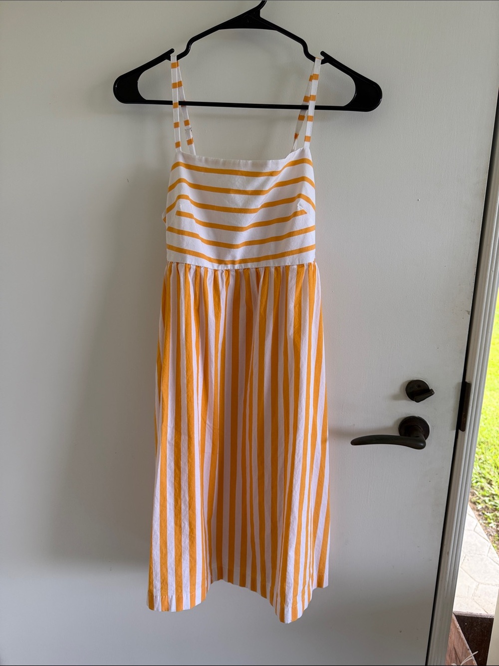 J. Crew Sunstripe Spaghetti-Strap A-Line Dress - Yellow/White - Picture 2 of 7